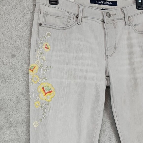 Gray Embroidered Women's Jeans - Picture 3 of 15